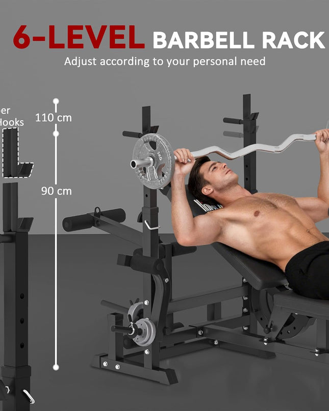 HOMCOM 6-in-1 Adjustable Weight Bench