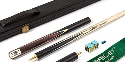 Grandmaster 3/4 Cut Snooker Cue with Extension & Hard Case – 57" 3-Piece Cue, 9.5mm Tip