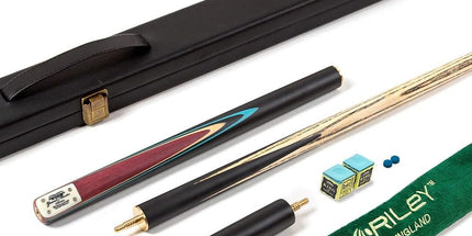 Grandmaster 3/4 Cut Snooker Cue with Extension & Hard Case – 57" 3-Piece Cue, 9.5mm Tip