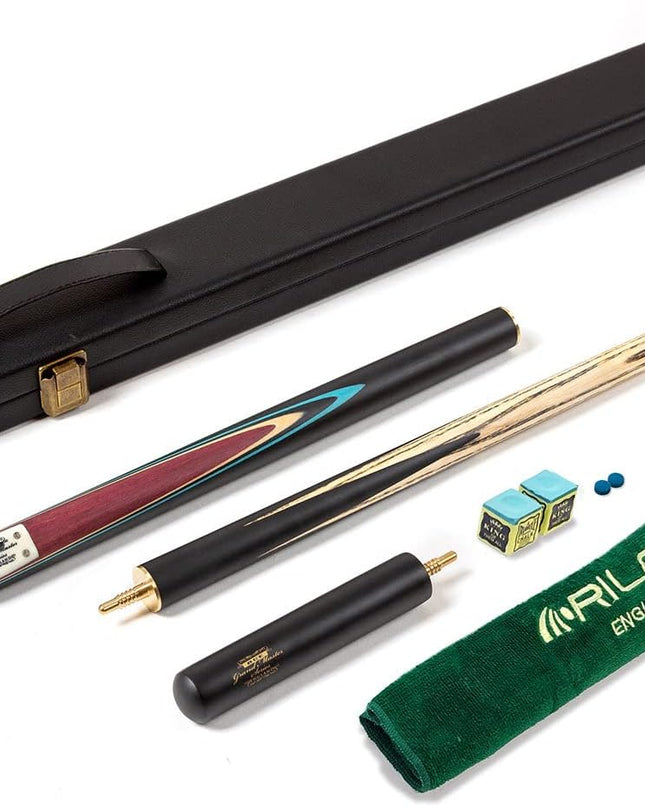 Grandmaster 3/4 Cut Snooker Cue with Extension & Hard Case – 57" 3-Piece Cue, 9.5mm Tip
