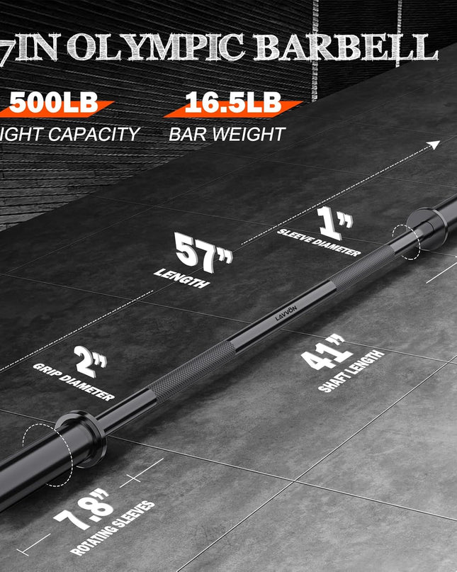 57" Olympic Barbell – Heavy-Duty 2"