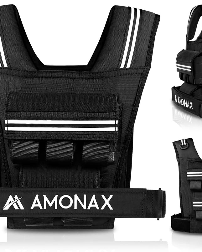 Adjustable Weighted Vest for Women and Men, 0.8–10Kg/1.1–20Kg/1.5–30Kg Reflective Running Vest with Light Weights, Ideal for Fitness Workout, Muscle Building & Home Gym Strength