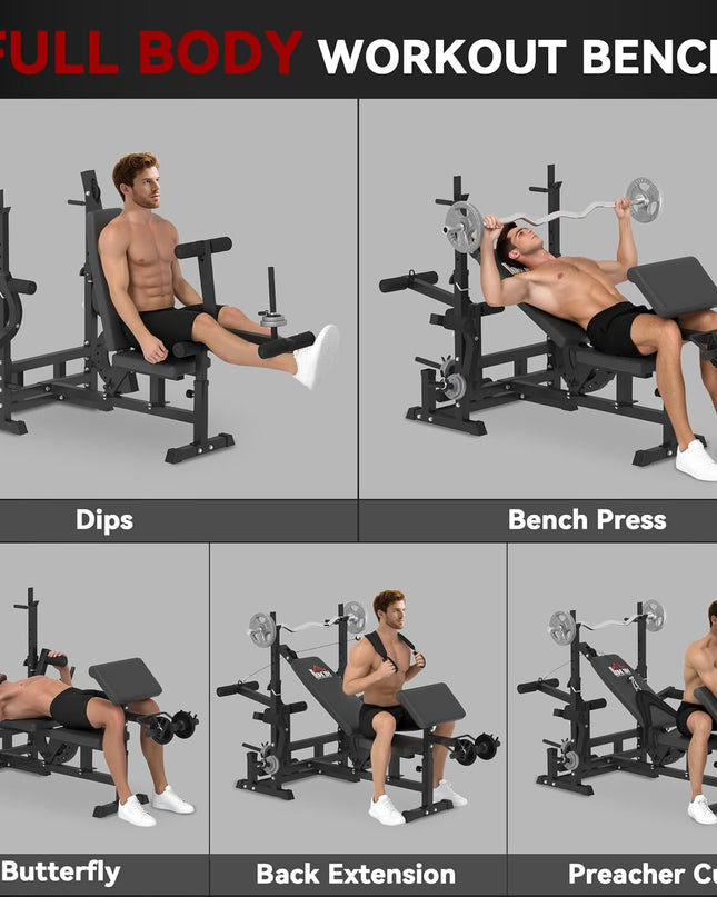 HOMCOM 6-in-1 Adjustable Weight Bench