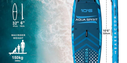  Aqua Spirit Barracuda Inflatable Stand-Up Paddle Board (SUP)/Kayak 10’6”