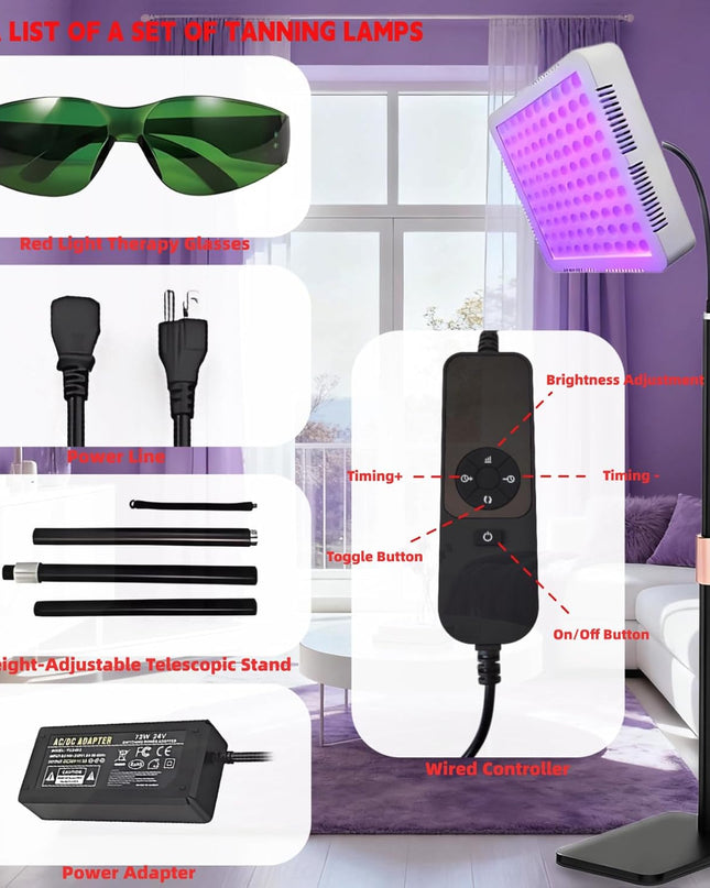 Face Tanning Lamp 100LED 395Nm Wavelength - Solarium for Full Body