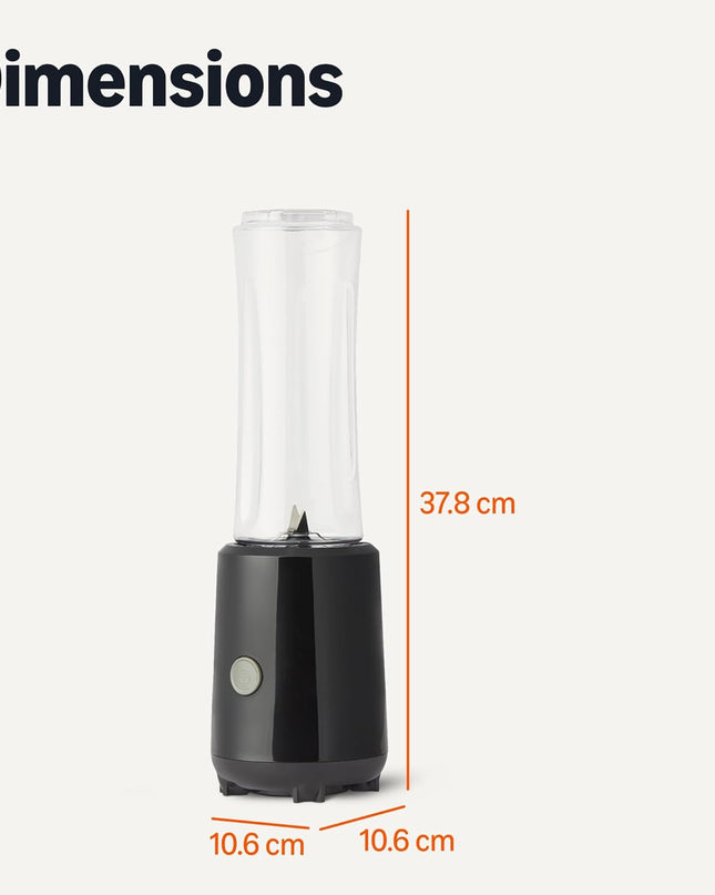 Portable Smoothie Blender with 2 Travel Cups, 600Ml, 300W, Black