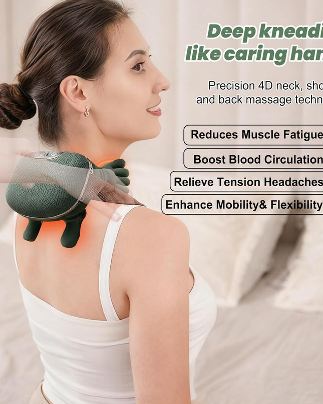 Massager, 4D Neck Massager, Heating Neck, USB Shoulder Massager, 3 Massage Settings & 2 Heat Levels, for Home, Office, Travel, Relax Muscles, Relieve Fatigue
