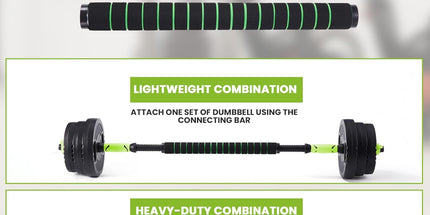 20KG Adjustable 3-In-1 Dumbbell & Barbell Set