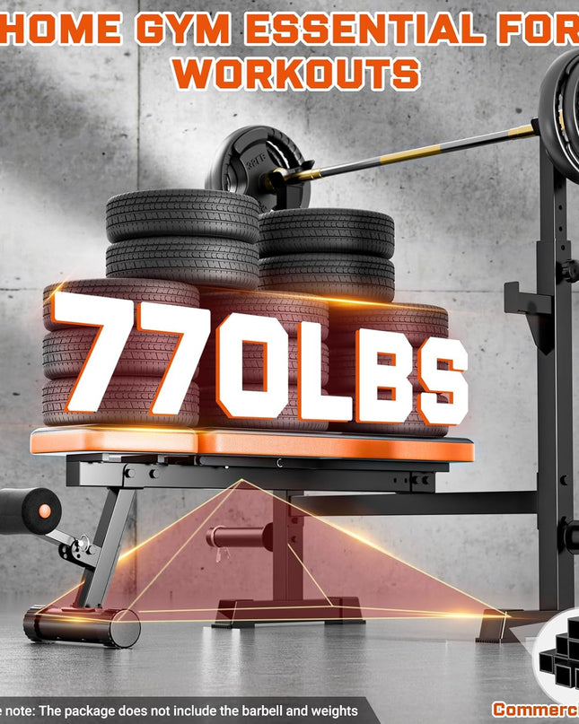 Weight Bench, 770Lbs Bench Press with Squat Rack