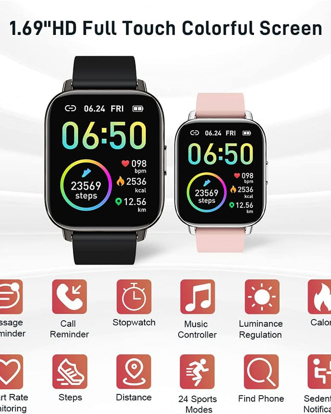 1.69" Touch Screen Fitness Tracker Smartwatch