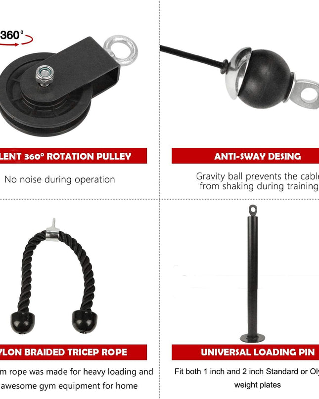 LFJ Fitness Cable Pulley System – Home Gym Strength Trainer