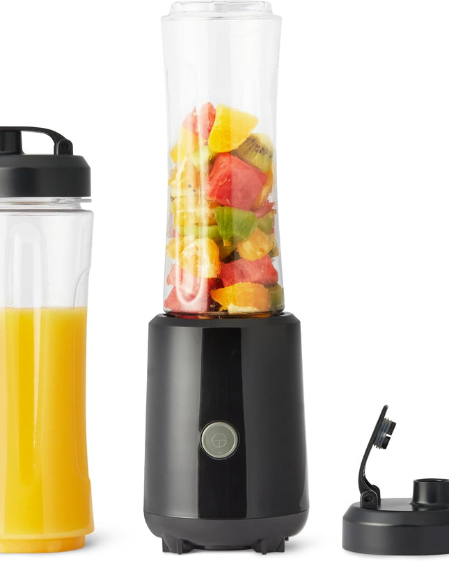 Portable Smoothie Blender with 2 Travel Cups, 600Ml, 300W, Black