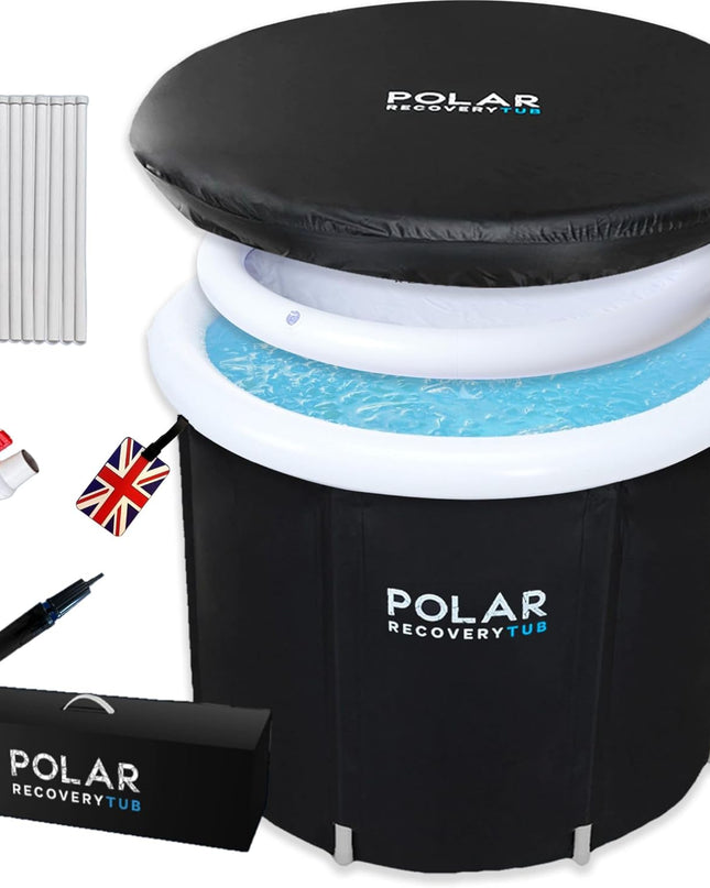 Polar Ice Bath Recovery Tub – 370L Portable Cold Plunge (Black)