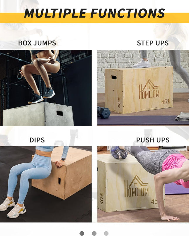 HOMCOM 3-in-1 Wooden Plyo Box