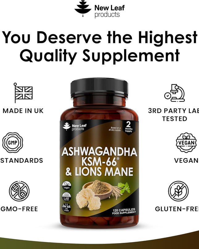 Ashwagandha KSM-66 & Lion’s Mane Capsules