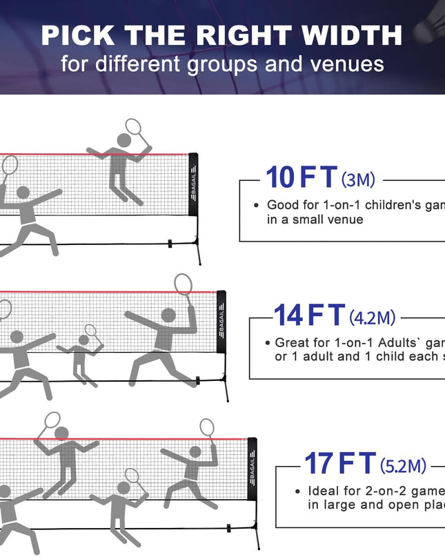 BAGAIL Foldable Badminton Net – Portable, Adjustable & Perfect for Family Fun