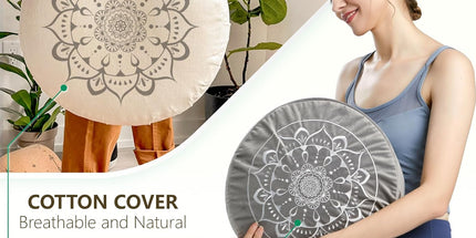 Hihealer Large Meditation Cushion with Extra Velvet Cover – Traditional Tibetan Zafu Pillow