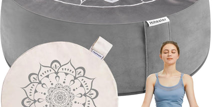 Hihealer Large Meditation Cushion with Extra Velvet Cover – Traditional Tibetan Zafu Pillow