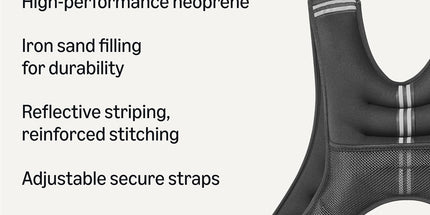 Amazon Basics Weighted Vest – 12 lb, Black with Reflective Stripe