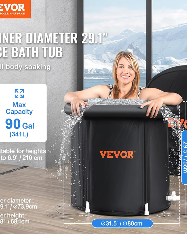 VEVOR Ice Bath Tub – 341L Portable Cold Plunge for Athletes (80cm)