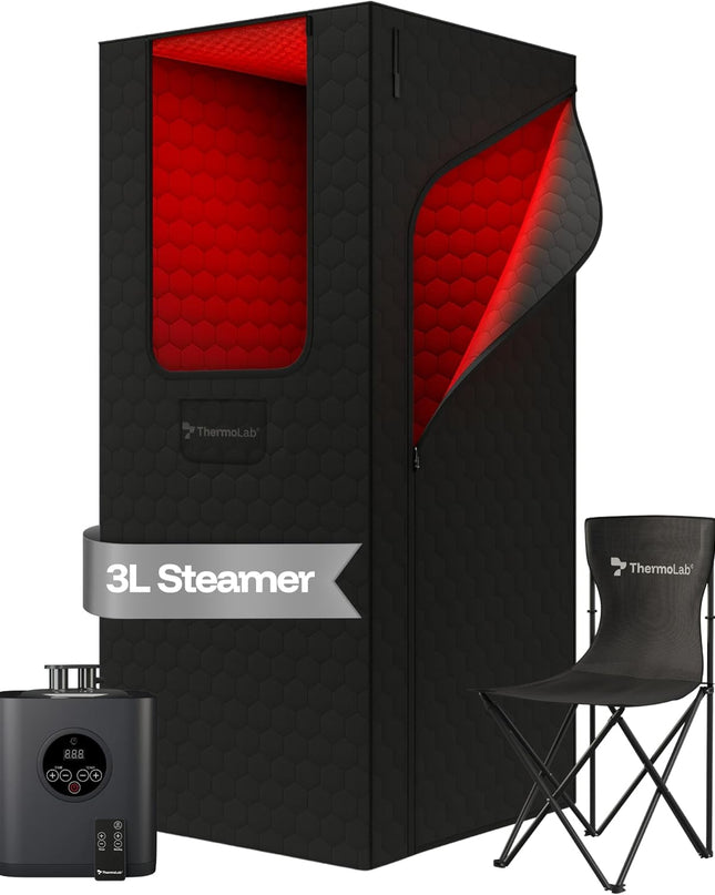 6FT 2025 Premium 4-Layer Steam Sauna with Infrared Light Therapy