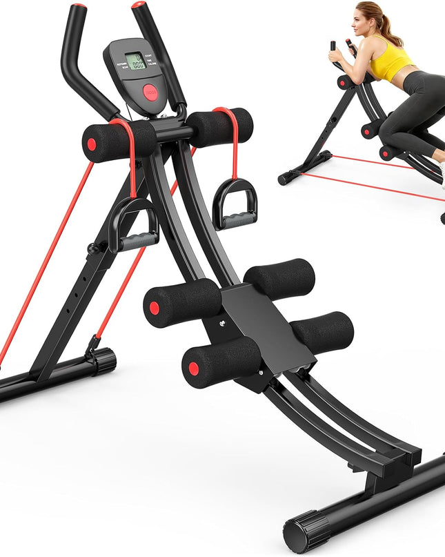Elevate Your Home Workouts with the Fostoy Adjustable Ab Machine - Ultimate Core Trainer for Beginners and Seniors, Foldable Design for Space-Saving Fitness