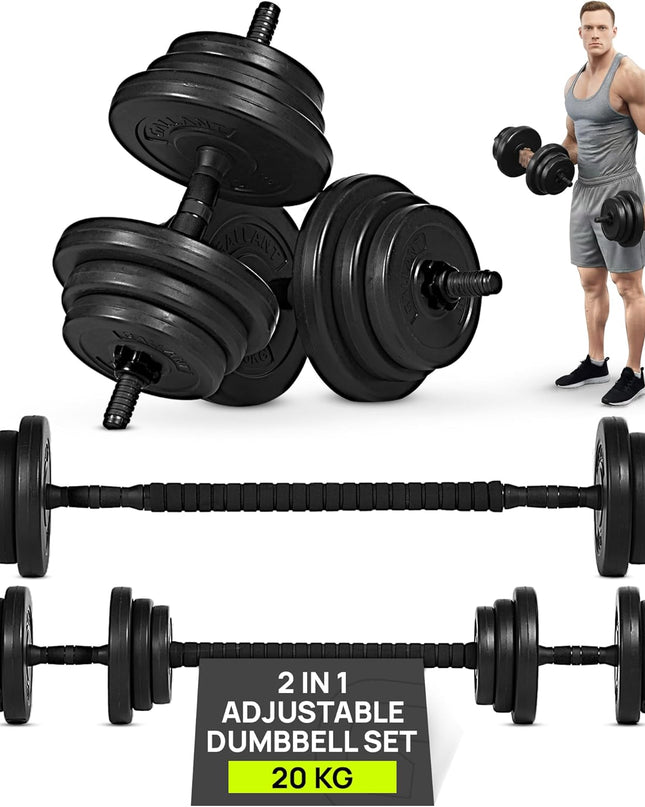 Gallant 20KG Adjustable Dumbbell & Barbell Set