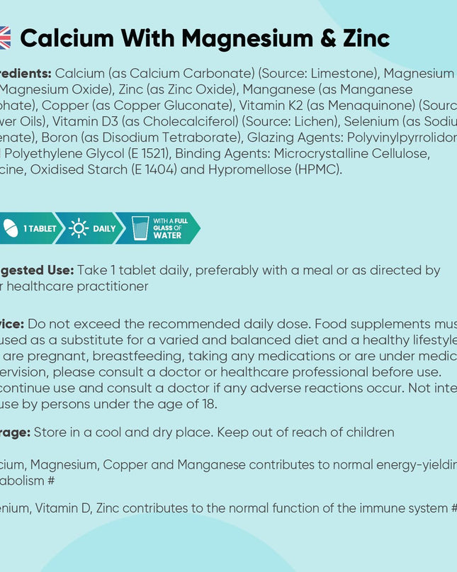 WeightWorld Calcium, Magnesium, Zinc & Vitamin D Supplement