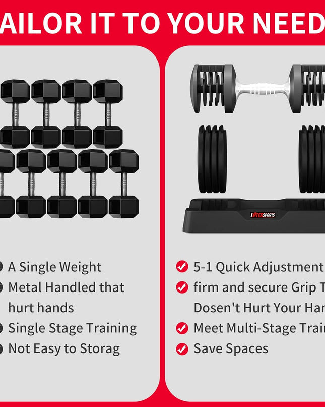 EnterSports Adjustable Dumbbell Set (2–12 kg) 