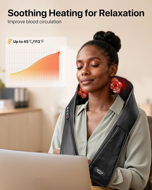 ALLJOY Neck Massager with Heat – Electric Shoulder & Back Massager for Pain Relief