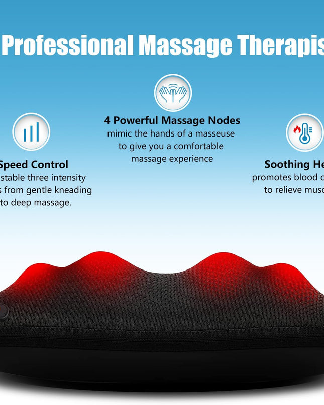 WOQQW Shiatsu Back Massager with Heat – Deep Tissue Kneading Pillow