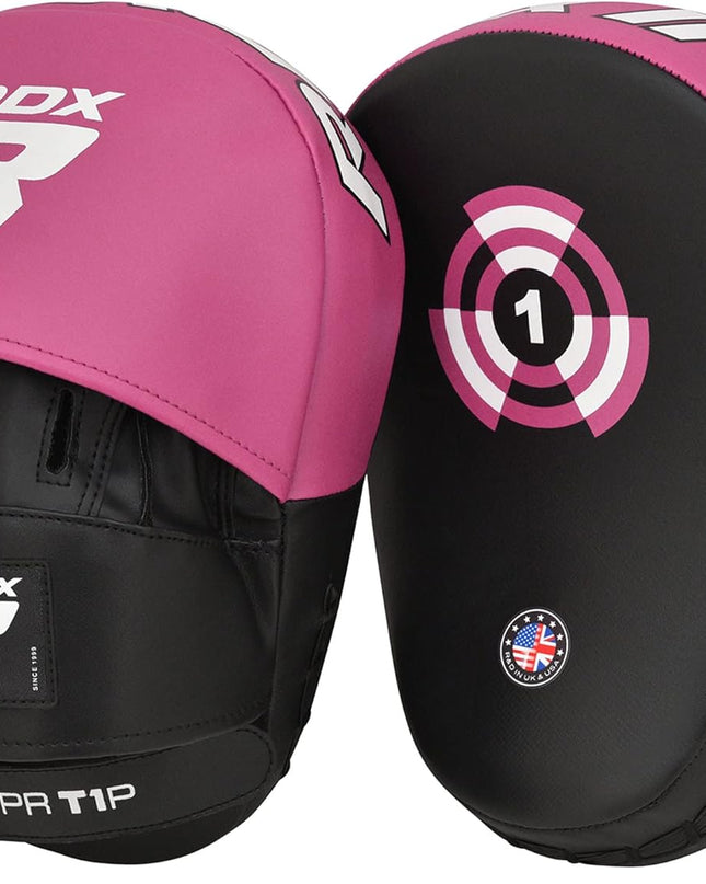 Boxing Pads Focus Mitts Maya Hide Leather Curved Hook and Jab Target Hand Pads Great for MMA, Kickboxing, Martial Arts, Muay Thai, Karate Training Padded Punching, Coaching Strike Shield