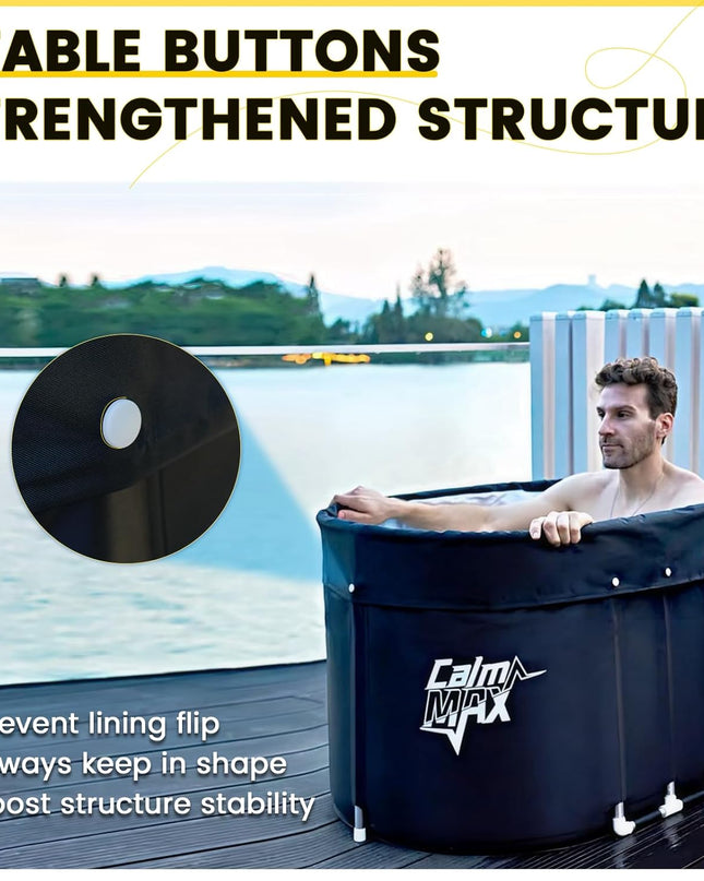 CalmMax Oval Ice Bath Tub with Lid – 492L Portable Cold Plunge (105cm)