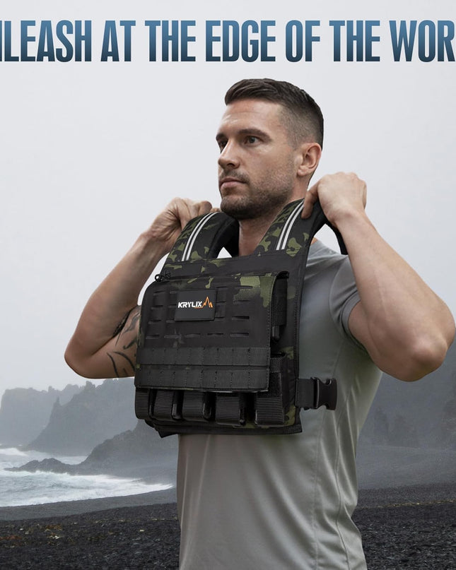 KRYLIX Adjustable Weighted Vest – 45lbs (Men & Women)