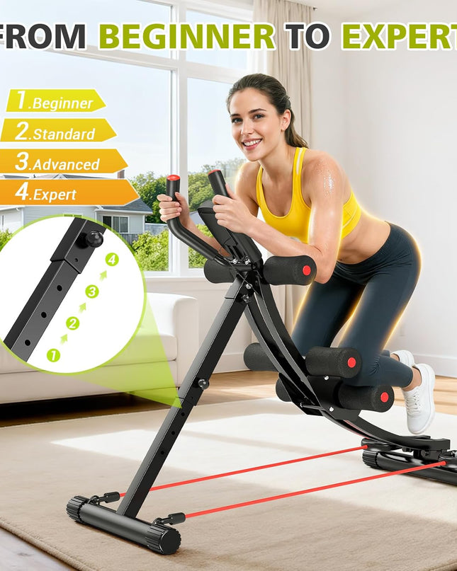 Elevate Your Home Workouts with the Fostoy Adjustable Ab Machine - Ultimate Core Trainer for Beginners and Seniors, Foldable Design for Space-Saving Fitness