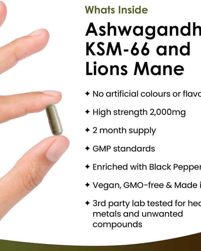 Ashwagandha KSM-66 & Lion’s Mane Capsules