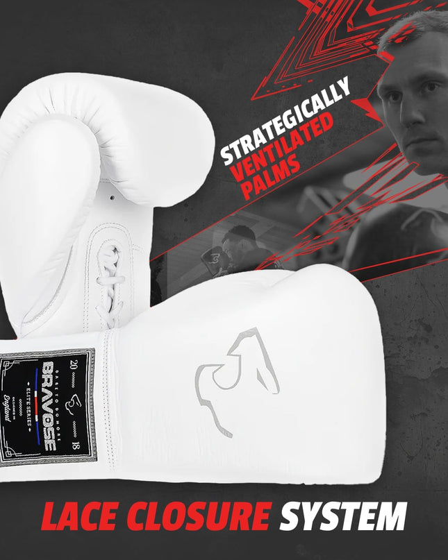 BRAVOSE Elite Pro Lace Up Boxing Gloves – Professional Leather Training & Sparring Gloves