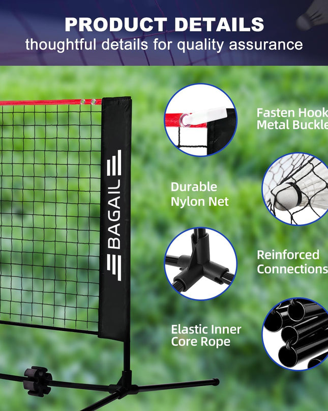 BAGAIL Foldable Badminton Net – Portable, Adjustable & Perfect for Family Fun