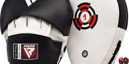 Boxing Pads Focus Mitts Maya Hide Leather Curved Hook and Jab Target Hand Pads Great for MMA, Kickboxing, Martial Arts, Muay Thai, Karate Training Padded Punching, Coaching Strike Shield