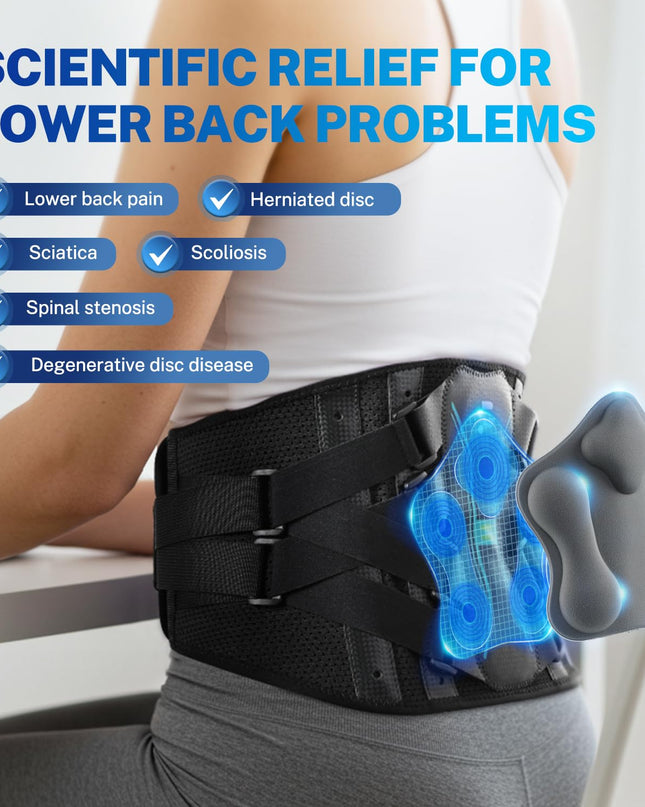 Back Brace for Lower Back Pain – Lumbar Support with Carbon Fiber Stays
