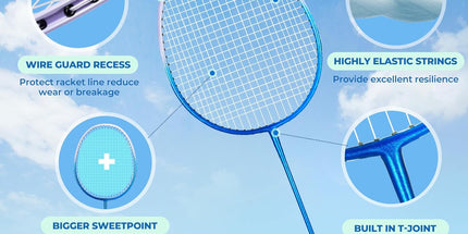 HIRALIY Badminton Rackets Set of 4 – Complete Outdoor Family Game Kit