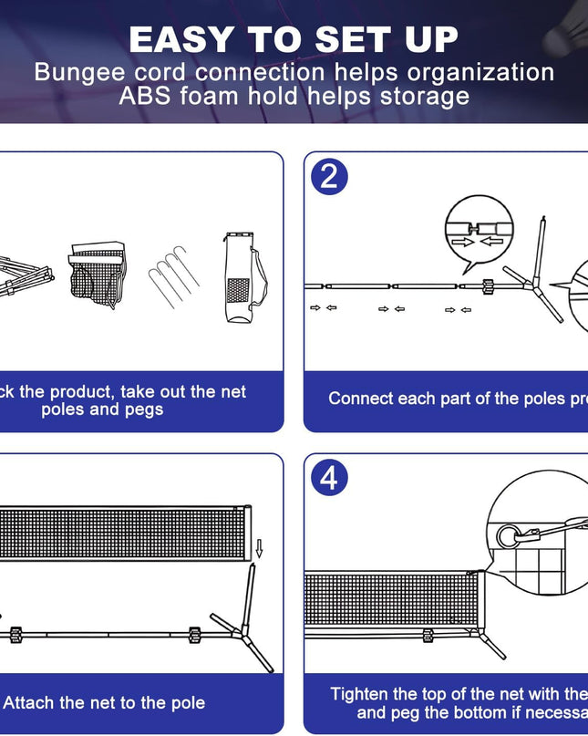BAGAIL Foldable Badminton Net – Portable, Adjustable & Perfect for Family Fun