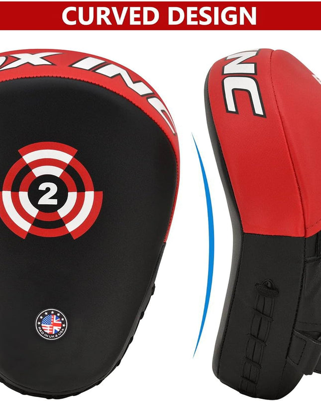 Boxing Pads Focus Mitts Maya Hide Leather Curved Hook and Jab Target Hand Pads Great for MMA, Kickboxing, Martial Arts, Muay Thai, Karate Training Padded Punching, Coaching Strike Shield