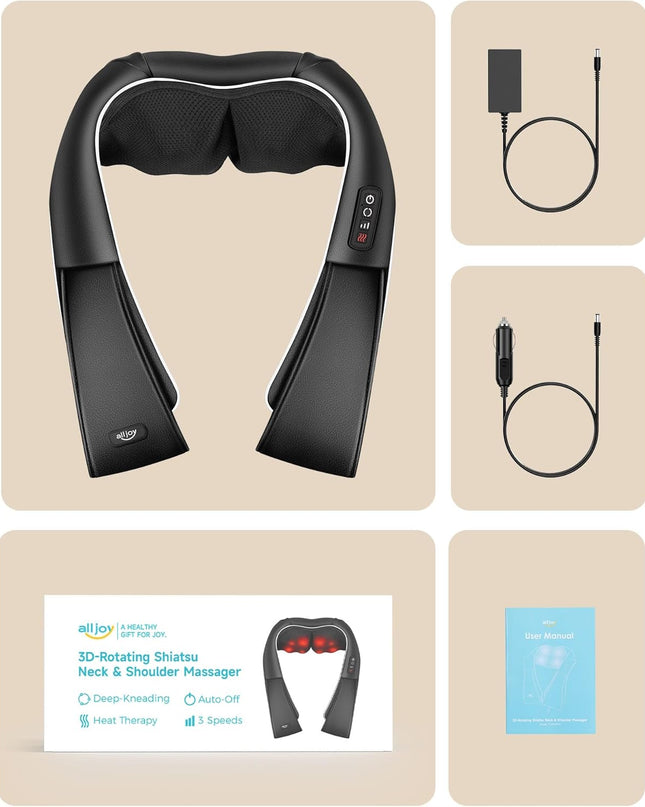 ALLJOY Neck Massager with Heat – Electric Shoulder & Back Massager for Pain Relief