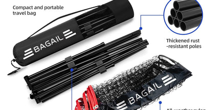 BAGAIL Foldable Badminton Net – Portable, Adjustable & Perfect for Family Fun