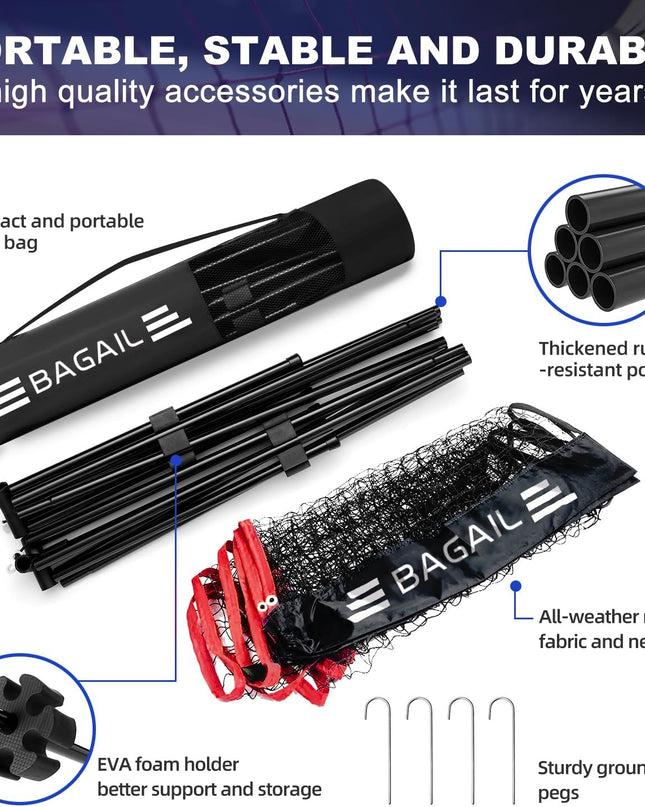 BAGAIL Foldable Badminton Net – Portable, Adjustable & Perfect for Family Fun