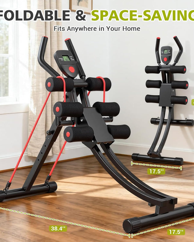 Elevate Your Home Workouts with the Fostoy Adjustable Ab Machine - Ultimate Core Trainer for Beginners and Seniors, Foldable Design for Space-Saving Fitness