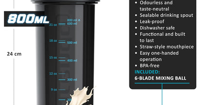 arendo Protein Shaker Bottle – 800ml (BPA-Free)