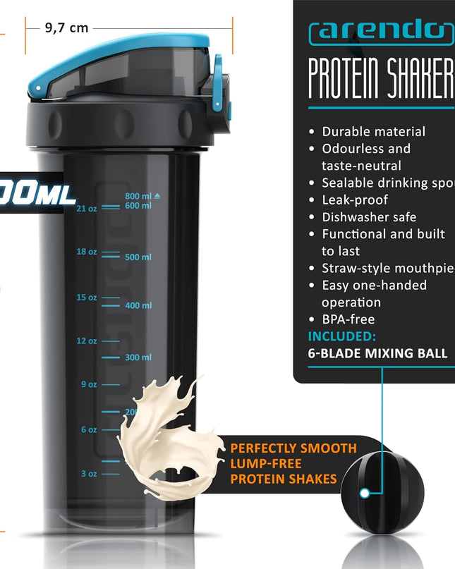 arendo Protein Shaker Bottle – 800ml (BPA-Free)