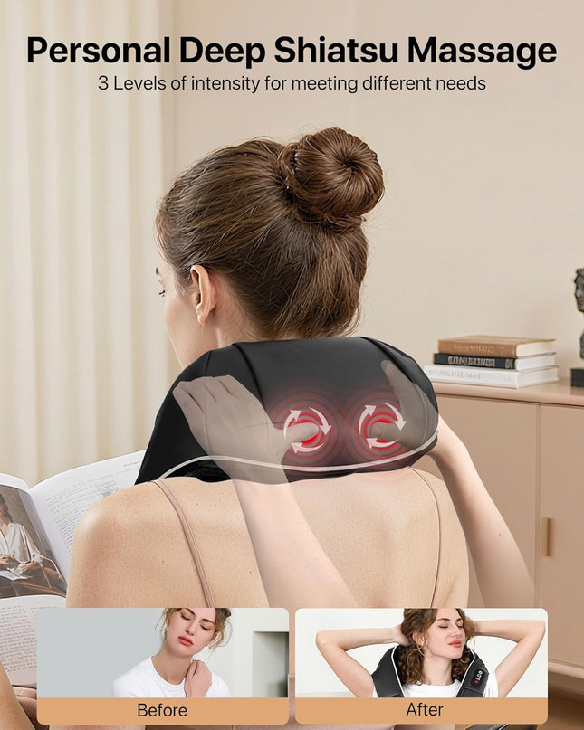 ALLJOY Neck Massager with Heat – Electric Shoulder & Back Massager for Pain Relief